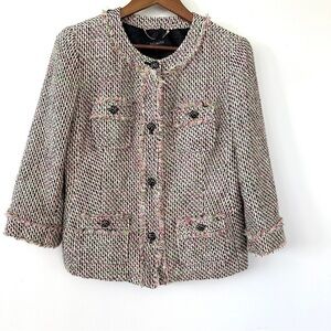 Talbots Multi-Color Tweed Cropped Blazer